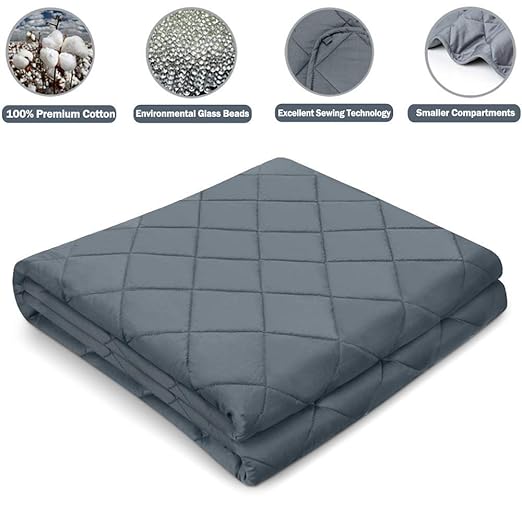 Cocobela Beschwerte Decke Therapiedecke Gewichtsdecke Erwachsene 6,8kg 150 x 200 cm Dunkelgrau, für Erwachsene von 50–68 kg, 