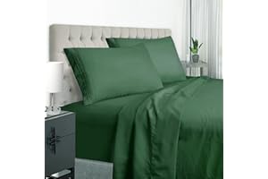 EASEHOME Dark Green Twin Size Bed Sheet Set for Boys Teens - Deep Pocket Sheets King Size Set to 21 inches Mattress 4 Piece - Premium Bedding Sheets & Pillowcases Collection - Extra Soft