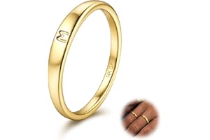 FIASASO Gold Filled Initial Rings for Women 14K Gold Signet Rings Dainty Gold Ring Tarnish Free Simple Gold Vermeil Ring Non Tarnish Stackable Knuckle Rings Gold Filled Jewelry Waterproof Size 6 7 8 9 10