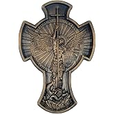 Royal Wooden Collection Wall Cross Keeper Archangel Michael wood carved Hanging Icon. Christian Gift idea for men - Medium Size