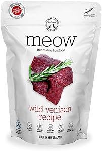 The New Zealand Natural Pet Food Co. Meow Wild Venison Freeze Dried Raw Cat Food, Mixer, or Topper - High Protein, Natural, Limited Ingredient Recipe 9 oz, Brown (NZ-MFD280WV)