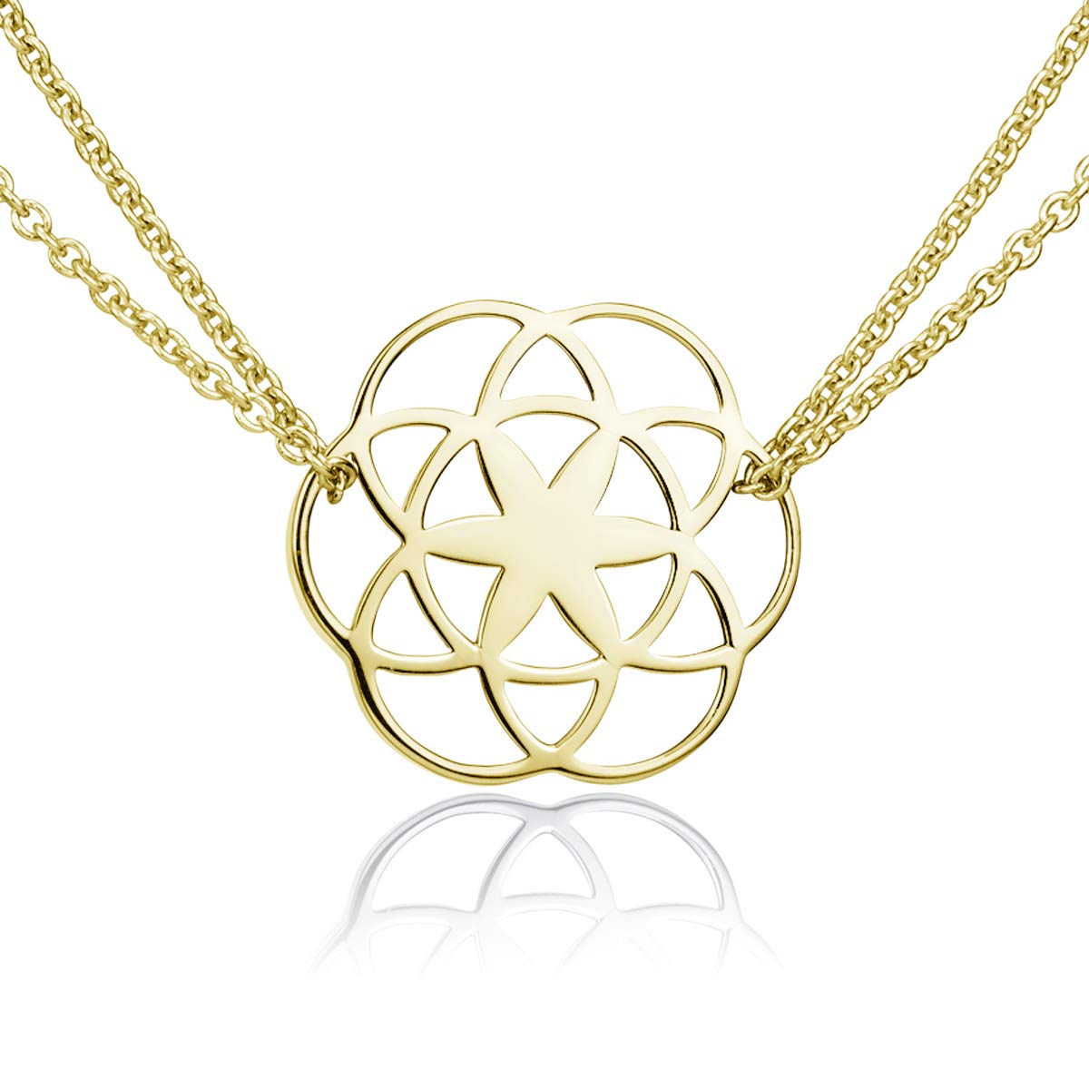 Materia Women's Necklace Flower of Life 925 Silver Mandala Necklace Flower of Life 42-47 cm Rhodium-Plated or Gold-Plated silver