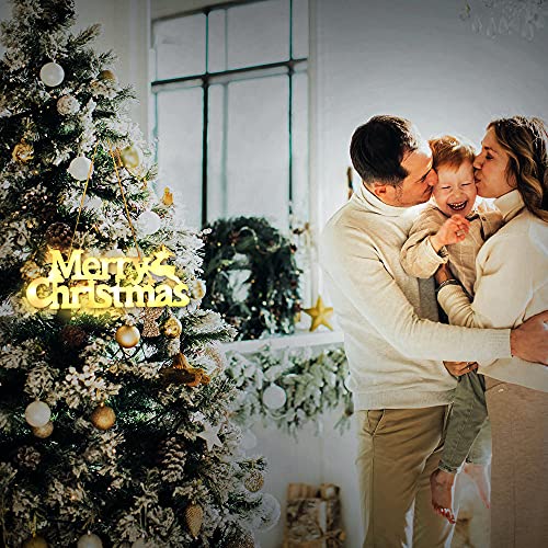 Christmas Hanging Ornaments, Gukkilz Personalized Ornaments with Warm White Lights for Christmas Party and Xmas Tree Decoration