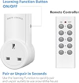 HBN Remote Control Plug Socket 13A 3120W 100ft Range 5 Pack Sockets & 2 Remotes view 3
