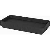 VUWEZ 6 Pack Plastic Plant Tray Saucer Rectangular, Heavy Duty Planter Saucers for Indoors, Plant Water Drip Trays for Flower Pot Planter, Windowsill Pot Tray, Seed Starting Growing Trays