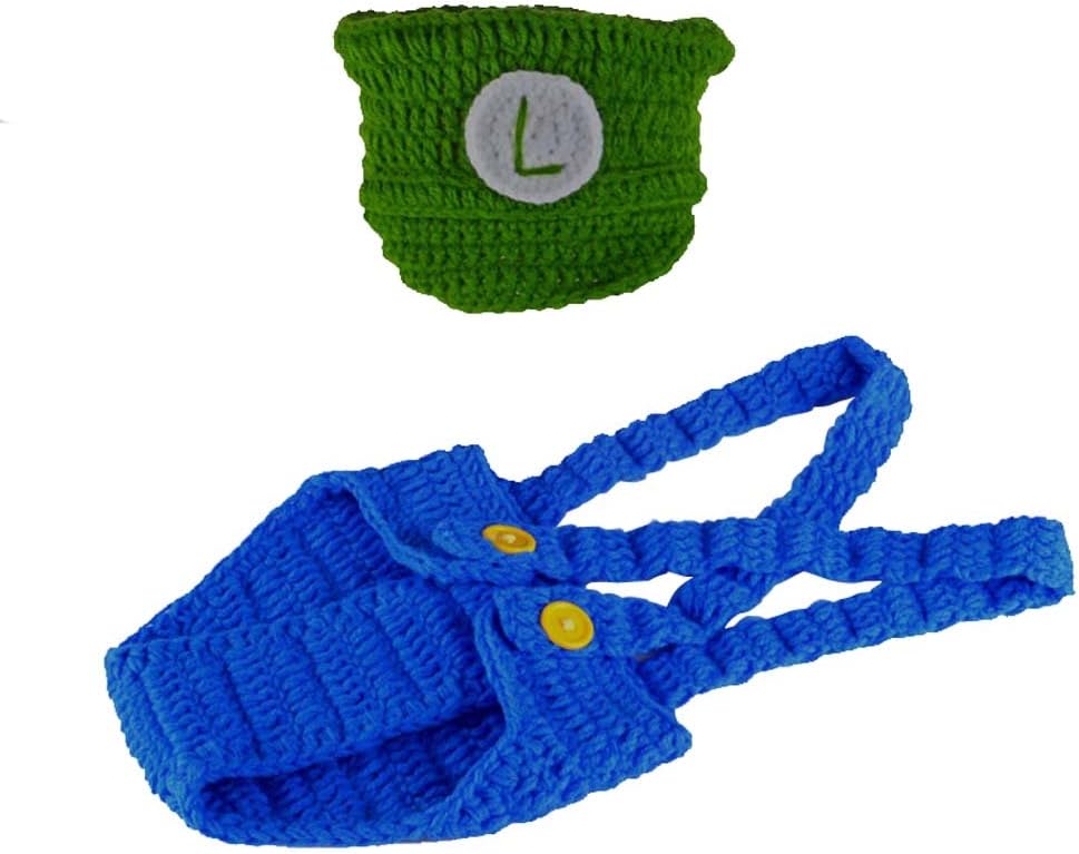 Osye Baby Crochet Knitted Outfit Luigi Costume Set Photography Photo Props