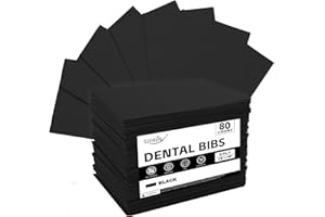 UTHIN Disposable Dental Bibs 13"x18"（80Pack） - 3 Ply Waterproof Tattoo Bib Sheet for Patients - Dentist Tray Cover and Nail Table Cover Supplies, Black
