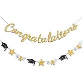 Vofrise Congratulations Banner Gold Graduation Decorations Class of 2026 Prestrung Congrats Grad Banner for Middle School High School College Graduate Party Decorations