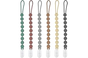 MINMUNJIU Silicone Pacifier Clip Holder, 6 Pack One Piece Soft Flexible Binky Clips Pacifier Holder Clip for Boys and Girls, Fits Most Pacifiers, Birthday Christmas Shower Gift，Baby Essentials