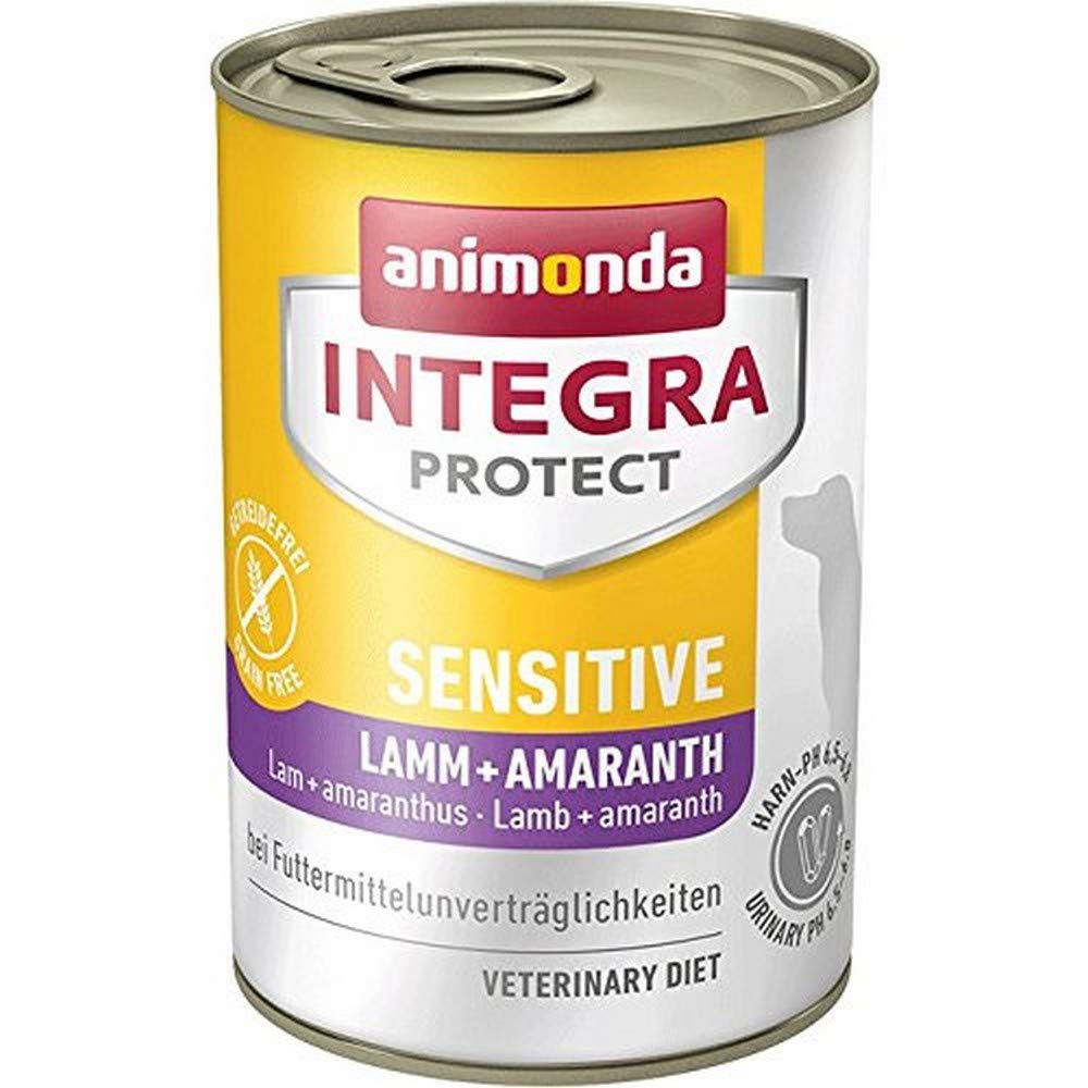 Animonda Integra Protect Wet Sensitive Dog Food with Lamb + Amaranth (6 x 400 g), Recommended by Veterinarians for Food Allergy, Complete Diet Food for Dogs for Food Allergies