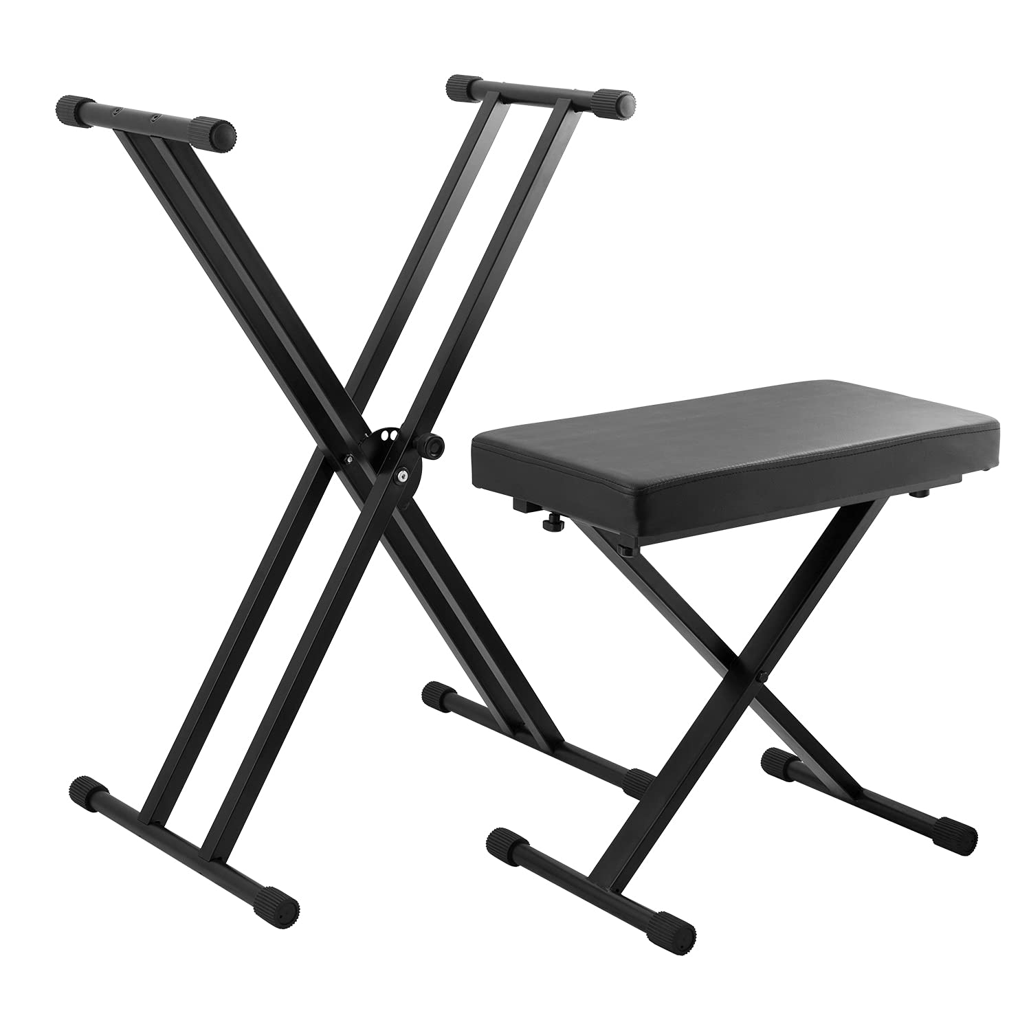 TIGER KAP-PK2 Keyboard Stand and Stool Pack Height Adjustable Double Braced X-Frame Keyboard Stand and Piano Stool — image 1