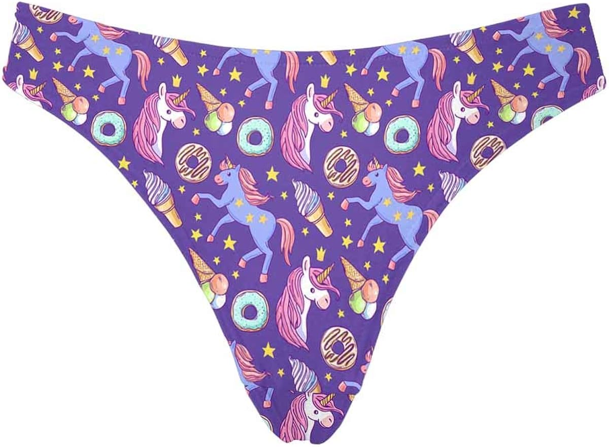 Amazon.com: InterestPrint Women's Unicorn Pattern Underwear High-Cut Thong Panties(XS-3XL): Clothing