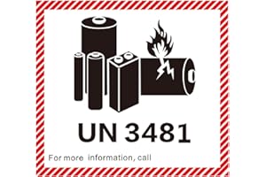 MYSUEVIN 100pcs Lithium Ion Battery Transport Caution Warning Labels 4.7" x 4.3" Adhesive Stickers for Business Shipping Lithium Batteries (UN3481)