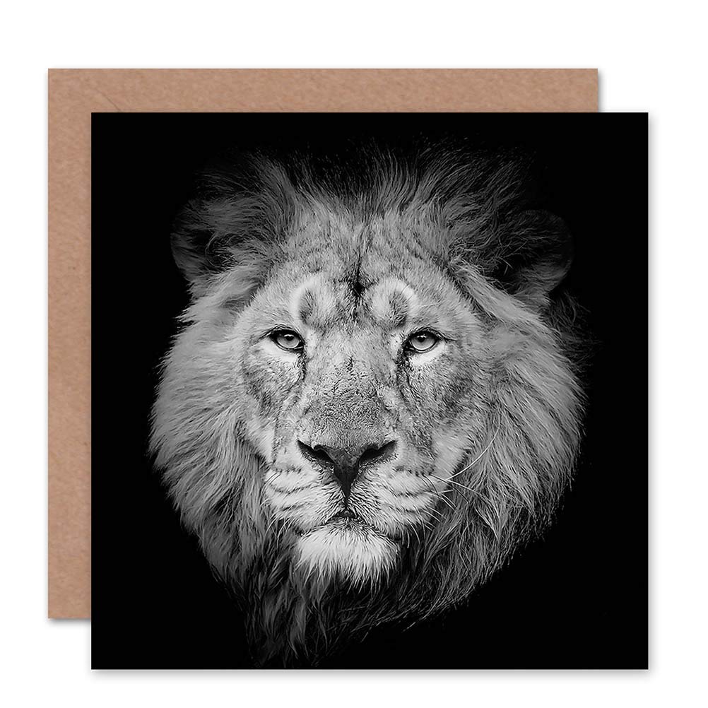 Wee Blue Coo GREETINGS CARD BIRTHDAY GIFT ANIMAL BIG CAT MALE LION BW