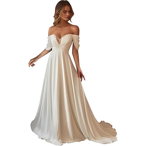 sachin and babi light blue dress Off Shoulder Chiffon Destination Wedding Dress with Side Slit main image 0