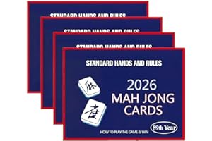 Mahjong Cards 2026 Blue, 4 PCS Large Print Rule Cards, Official Revision Jan 2026, Easy Read Mahjongg Guide for Game Nights
