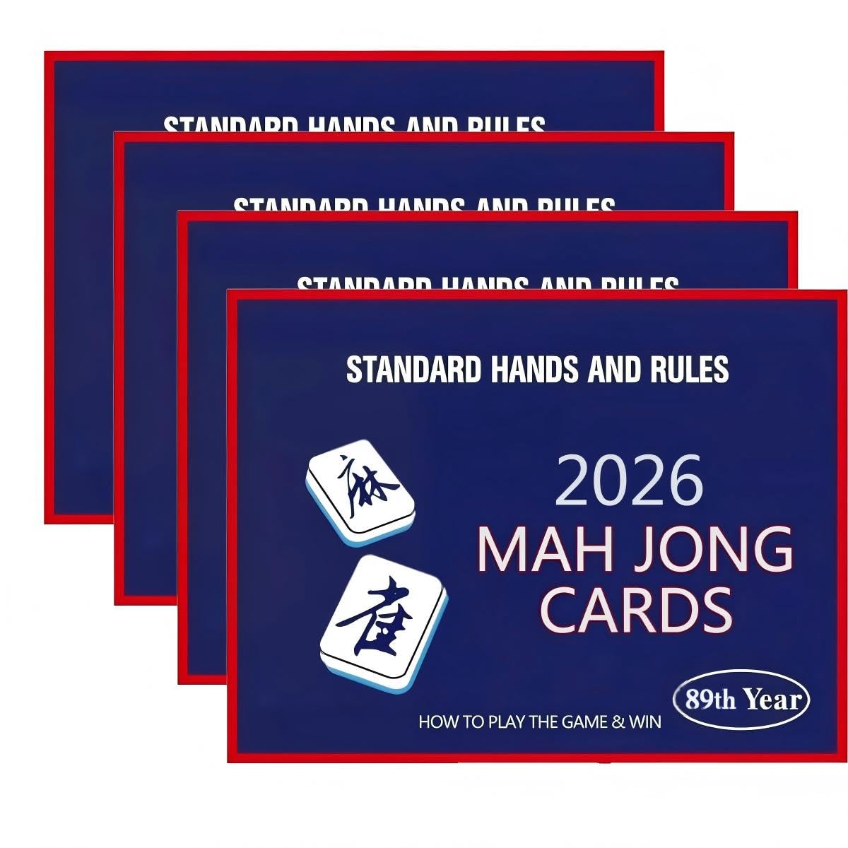 American Mahjong Cards 2026 Updated Revision, 4 Pack Large Print Easy to Read Mahjong Rule Guide Instructions for Beginners Learning Game Night, Travel Mahjong Set, Blue Theme