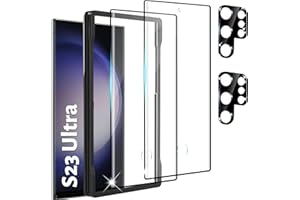 CWQZGUF [2+2 Pack Galaxy S23 Ultra Screen Protector, 2 Pack Tempered Glass with 2 Pack Camera Lens Protector, High Clarity, Anti-Shatter, Bubble Free for Samsung S23 Ultra 5G Screen Protector