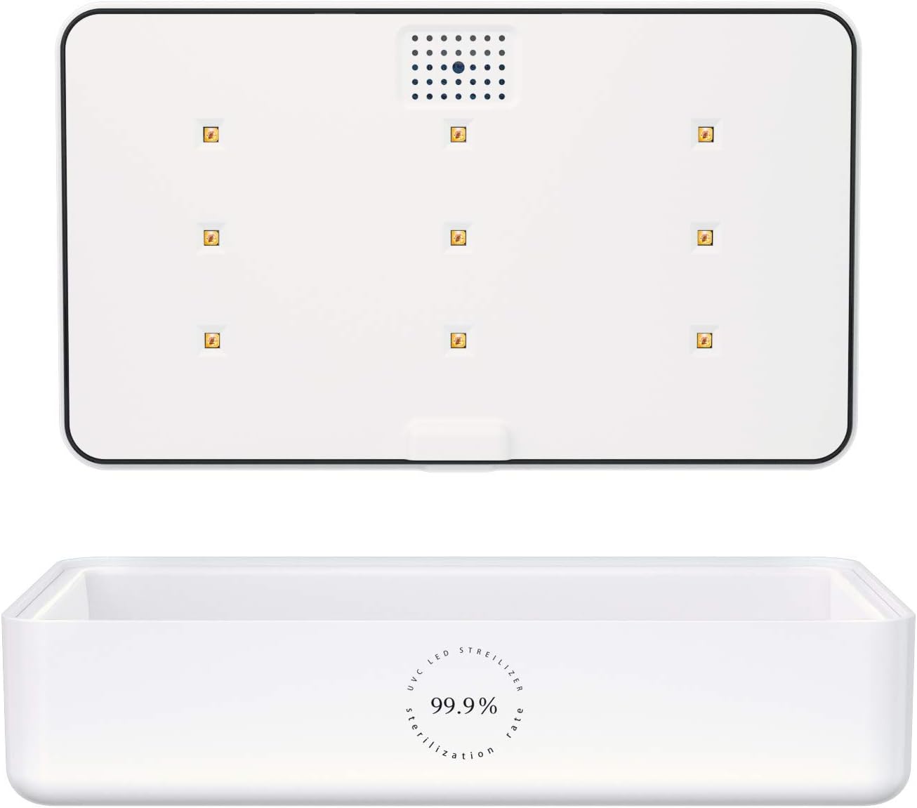 Elobeth Cell Phone Sterilizer Box with Wireless Charger UVC Lamp Sanitizer Aromatherapy Function Disinfector for All Phones Cosmetic Tool Kid Pacifiers Nail Beauty Salon Makeup Cleaner
