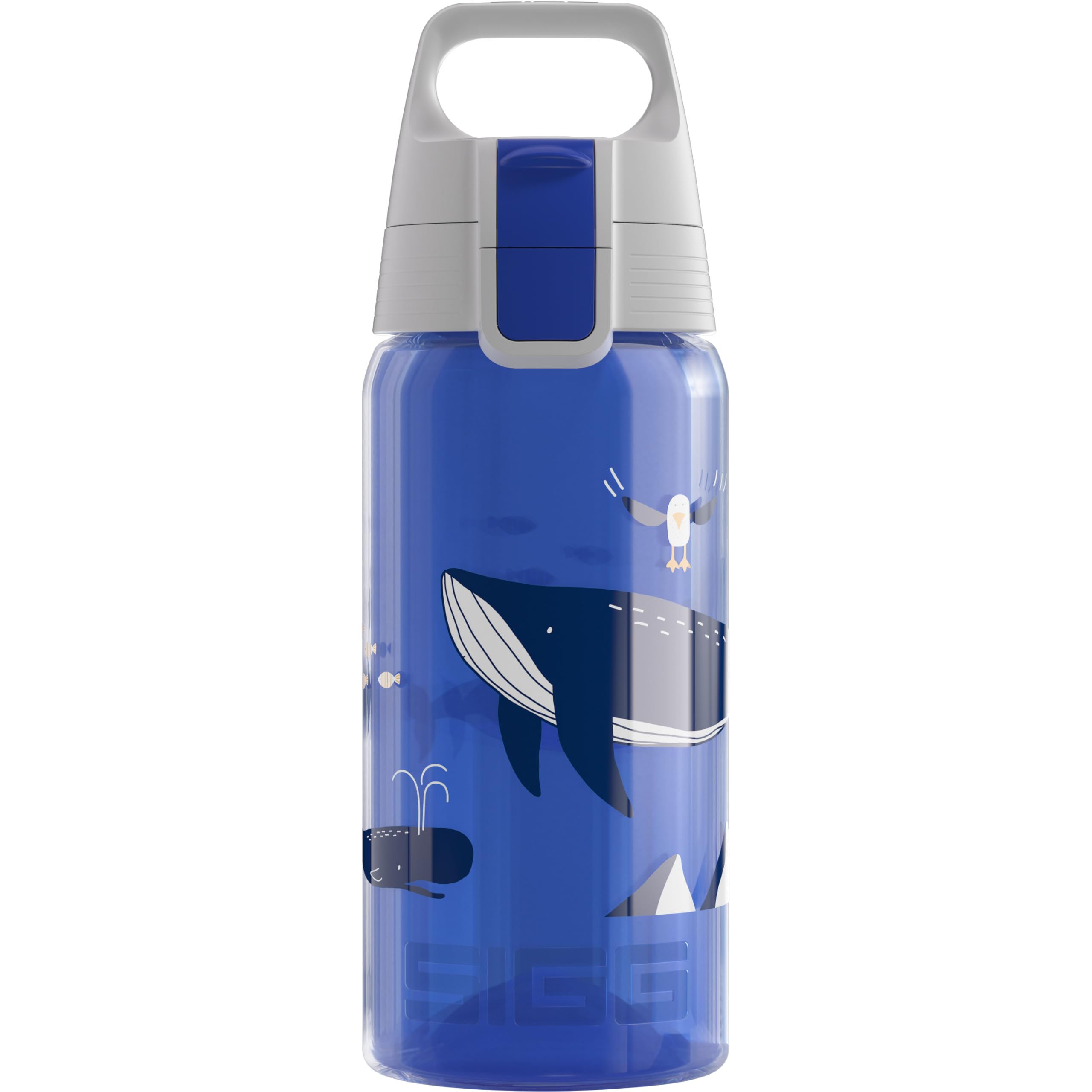 Sigg - Sports Water Bottle For Kids - Viva One Blue Whale - Suitable For Carbonated Drinks - Leakproof - Dishwasher Safe - BPA Free - School & Bike - 0.5L