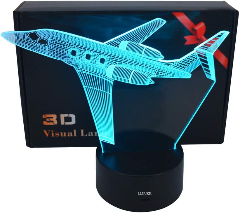 LLUUKK Visual 3D Desk Lamp Airplane Aircraft Plain Toys Table Decoration Household Accessories Kids Gift Boys Festival