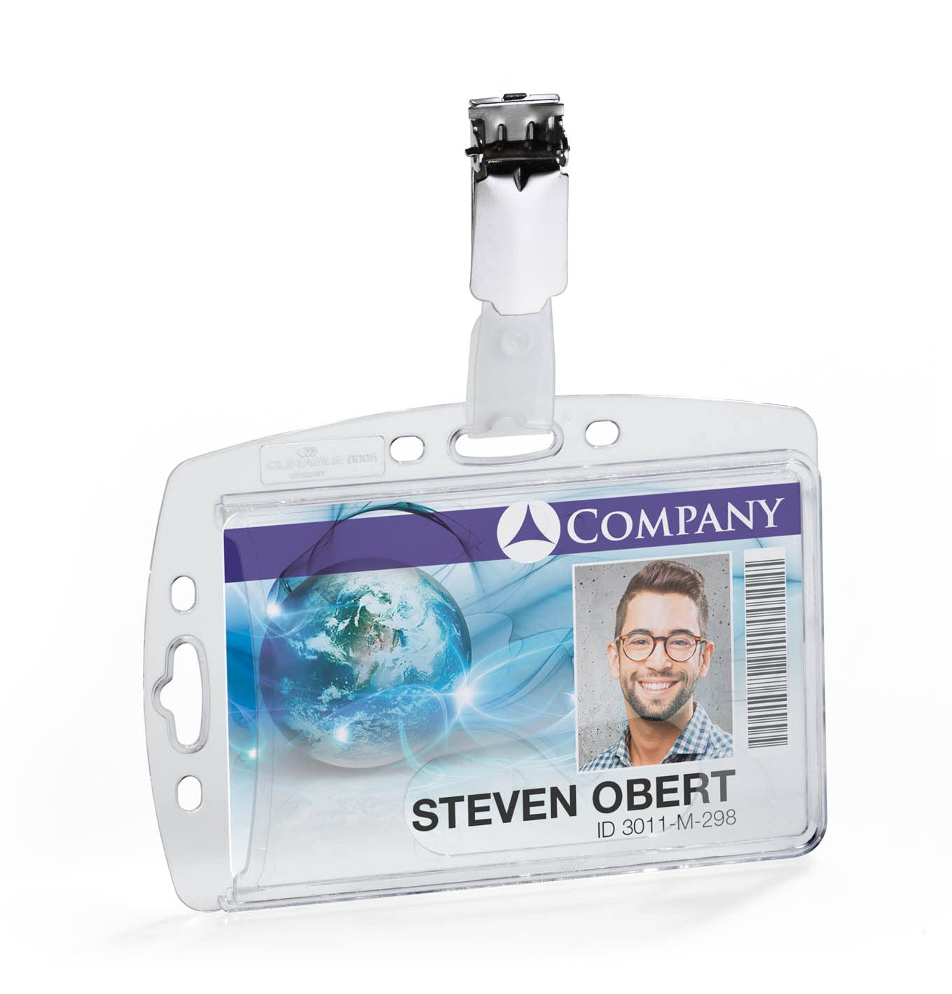 Durable Security Pass Holder with Clip for ID Cars Format 54 x 87 mm | Pack of 1 | Transparent