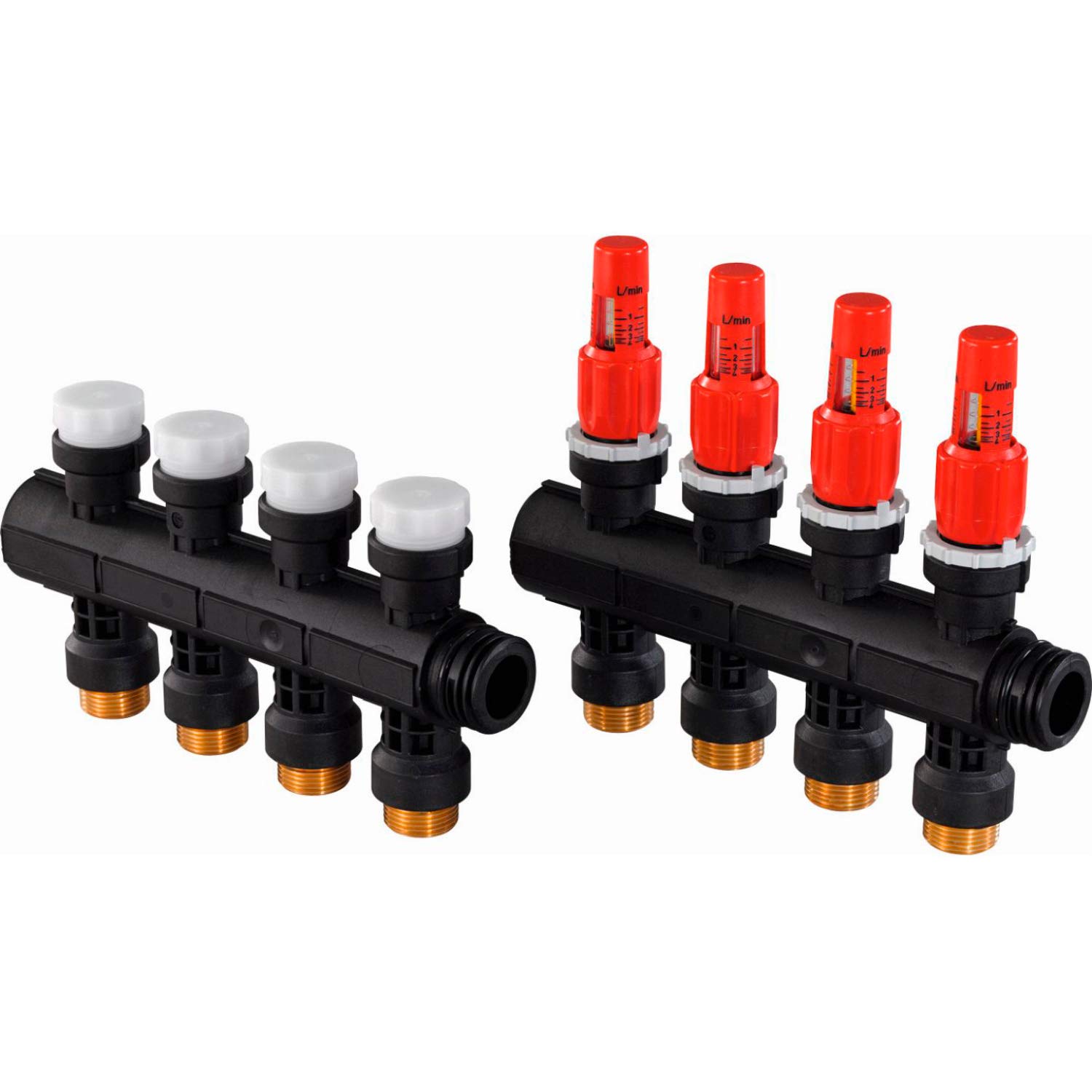 Uponor Vario Plus 1X 3/4 Euro Right/Left 225mm Passage Head with Flow Meter, Black (Reference 1042471) Standard