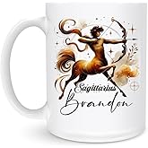 Personalized Sagittarius Zodiac Mug 11oz 15oz - Custom Name Ceramic Coffee Cup for Astrology Enthusiasts, Sagittarius Birthday Gift, Unique Centaur Archer Symbol Art, Horoscope Star Sign Present