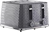 Daewoo Argyle 4-Slice Toaster Defrost Reheat Browning Control Grey