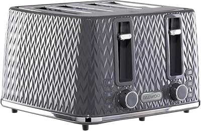 Daewoo Argyle 4-Slice Toaster Defrost Reheat Browning Control Grey