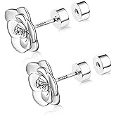 CEROUNO Flat Back Stud Earrings - 925 Sterling Silver Post Flatback Earrings Gold Silver Cubic Zirconia Earrings Studs for Women