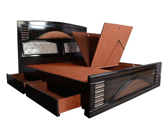 Woods Furniture MDF Ply Wood Moon Model King Size Bed Cot 75X85 Inch