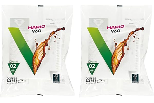 Hario V60 Misarashi Coffee Paper Filter (Size 02, 200-count, White)