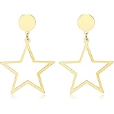 Blingsoul Star Earrings for Women - Elegant Silver and Gold Dangle Style Hollow Stars Rhinestone Bride Earring
