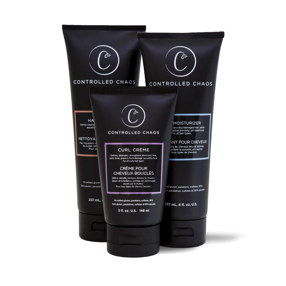 Controlled Chaos Bundle Package: Hydrating Shampoo, Cleansing Conditioner and Curl Defining Cream - Three in One Pack for All Types of Curl Control - As Seen on Shark Tank