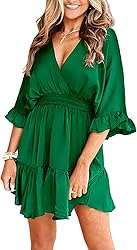 Realipopo Women Wrap V Neck Dress Sexy Summer