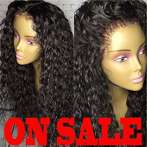 Brazilian Remy Hair 150% Density Full Pre Plucked Natural Hairline Long Curly Human Hair Lace Front Wigs for African American Black Women with Baby Hair 12inch