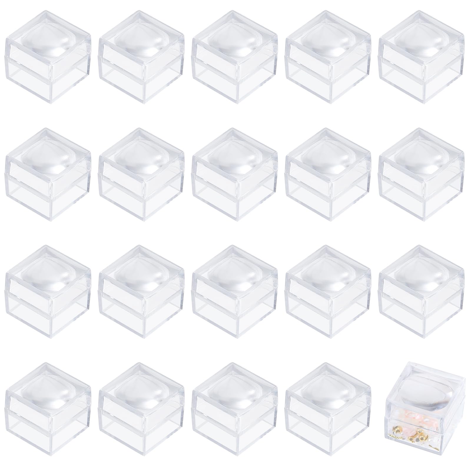 CHGCRAFT 20pcs Magnifying Display Box Diamond Gemstone Display Case Transparent Plastic Diamond Jewelry Boxes