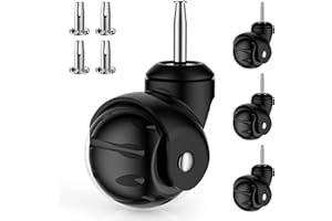 APLLAMO 2 Inch Ball Caster Wheels - Stem Casters Set of 4,Heavy Duty 1200 LBS,360° Swivel,Non Marking Polyurethane,Black Replacement Castors for Furniture, Cabinet, Cart,Coffee Table