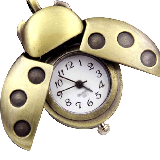 KDSANSO Taschenuhr Schlüsselanhänger,Metall Marienkäfer Form Anhänger Schlüsselanhänger Ringuhr,MarienkäFer 4cm