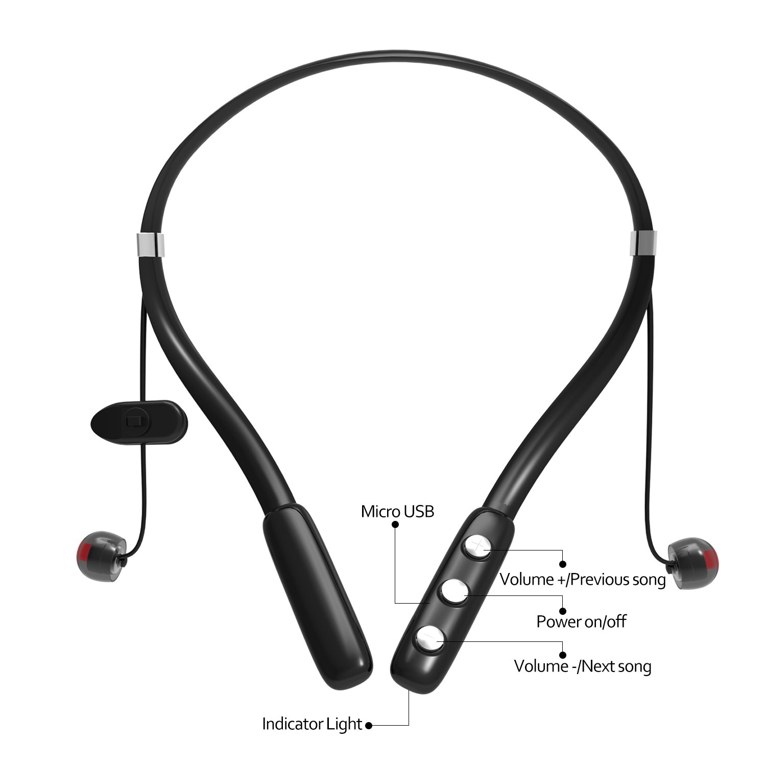 Bluetooth Headphones, GULAKI Wireless Bluetooth 4.2 Earphones Stereo Magnetic Earbuds Neckband Style Built-in Mic Fit for Sport (Black)