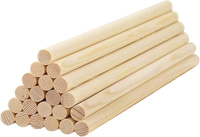 HOSSIAN Wooden Dowel Rods Birch Wood Sticks Crafts 1/4" x 10" Unfinished Round