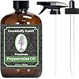 Peppermint Essential Oil 4 oz. with Huge Glass Bottle, Glass Dropper, and Sprayer. Detailed User's Guide E-Book. Skin Care, G