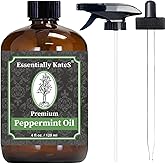 Peppermint Essential Oil 4 oz. with Huge Glass Bottle, Glass Dropper, and Sprayer. Detailed User's Guide E-Book. Skin Care, Garden Care, and Hair Care.