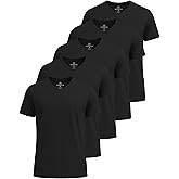 Real Essentials 5 Pack: Men's Breeze Tech V-Neck Dry Fit T-Shirts Moisture Wicking Athletic Workout & Gym Shirts (Big &Tall)