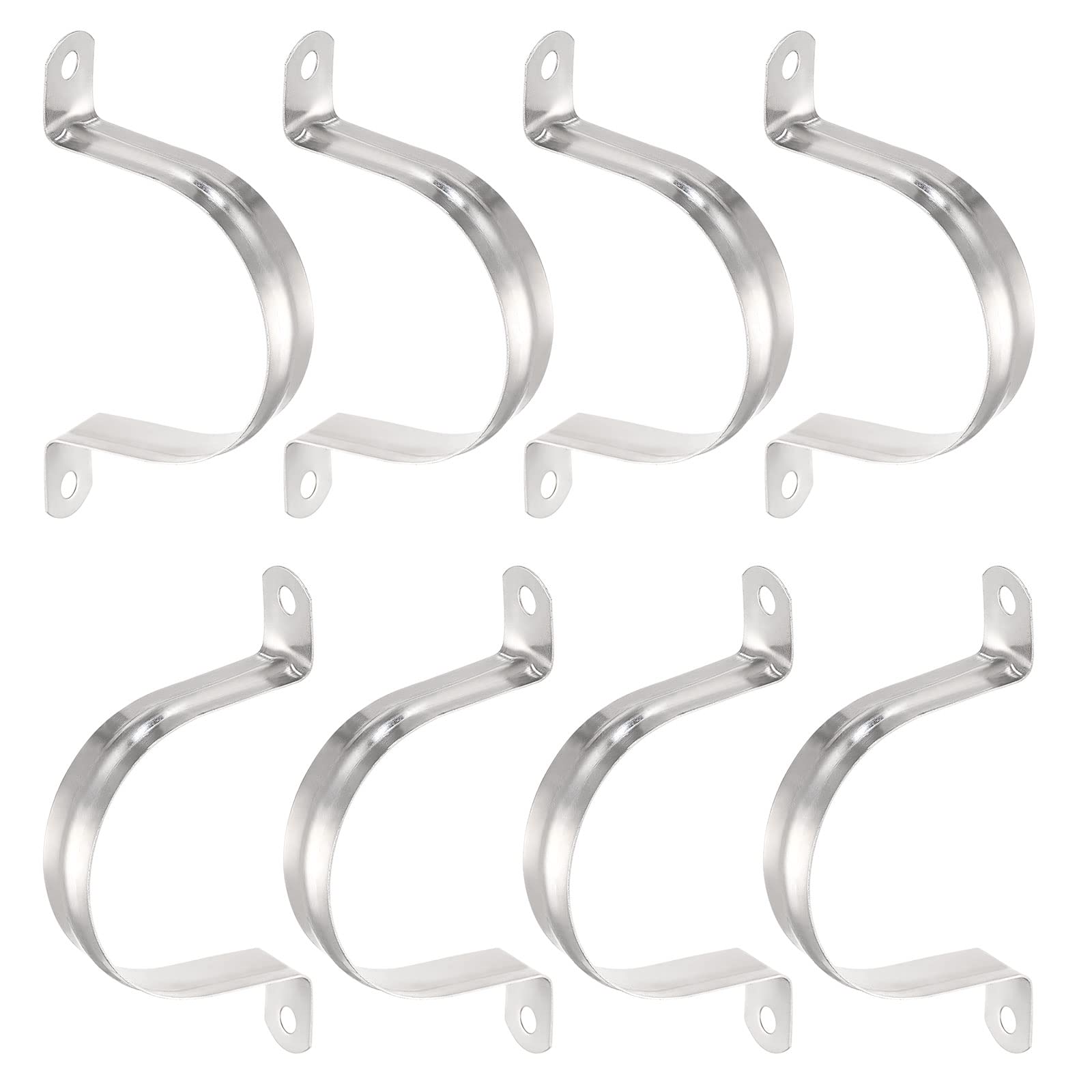 DTGN 18mm(W) Two Hole Strap - 8Pack - Good for Industrial 56mm Dia Pipe Fixing - 201 Stainless Steel Rigid Pipe Strap Clamp - Silver Tone — image 1
