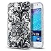 Galaxy J7 Case,ikasus Scratch-Proof Ultra Thin Crystal Clear Rubber Gel TPU Soft Silicone Bumper Case Cover with Shockproof Protective Case for Samsung Galaxy J7 SM-J700 (2015),Black Lace Flower #3