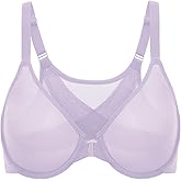 DELIMIRA Women's Cosnufy Posture Front Closure Bras Sheer Mesh Plus Size Underwire Unlined Bra