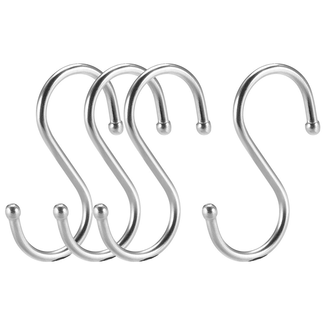 sourcing map Stainless Steel S Hooks 2" S Shaped Hook Hangers for Kitchen Bathroom Bedroom Storage Room Office Outdoor Multiple Uses 4pcs