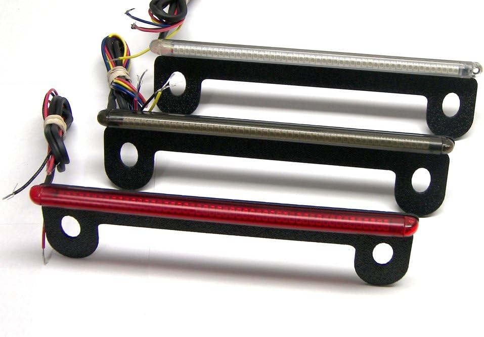 C-Me Low Profile License Plate/Tag Mount Motorcycle Brake/Turn Signal LED Light Bar - Red Turns with Red Lens